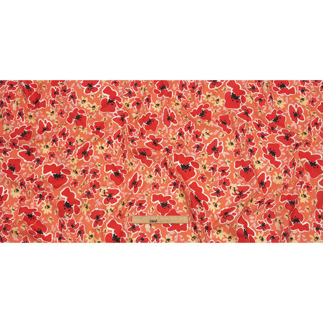 Cotton Voile Print - Orange and Red Floral - Mood Exclusive Grooving Blooms