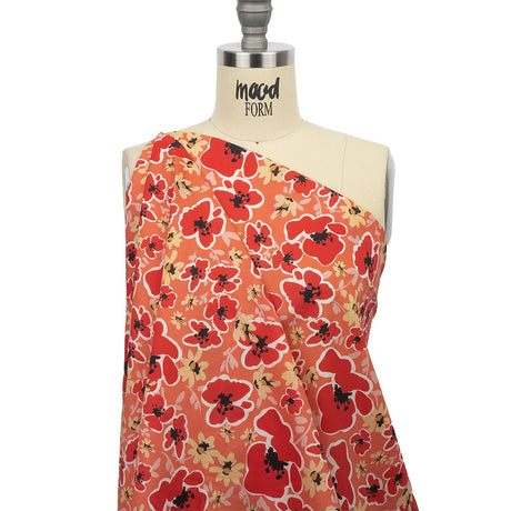 Cotton Voile Print - Orange and Red Floral - Mood Exclusive Grooving Blooms