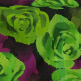Cotton Poplin Print - Lime Green and Purple Roses - Mood Exclusive Ghost of a Rose