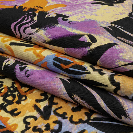 Stretch Cotton Canvas Print - Purple and Yellow Graffiti - Mood Exclusive Graffiti Lane