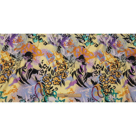 Stretch Cotton Canvas Print - Purple and Yellow Graffiti - Mood Exclusive Graffiti Lane