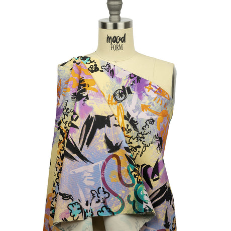 Stretch Cotton Canvas Print - Purple and Yellow Graffiti - Mood Exclusive Graffiti Lane