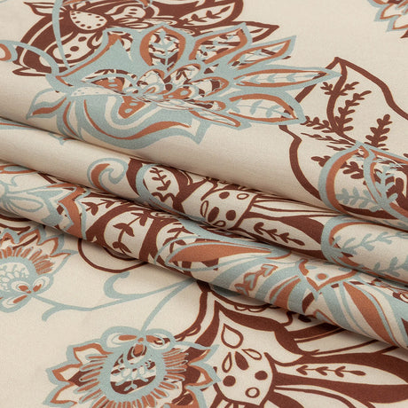 Cotton Poplin Print - Cream, Burgundy and Blue Floral - Mood Exclusive Floral Mirage