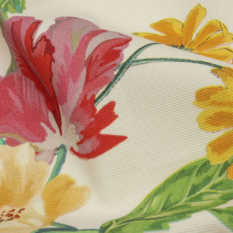 Stretch Cotton Canvas Print - White, Pink and Orange Floral - Mood Exclusive Garden Glory