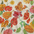 Stretch Cotton Canvas Print - White, Pink and Orange Floral - Mood Exclusive Garden Glory