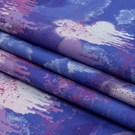 Stretch Cotton Canvas Print - Purple and Blue Spray Paint Blobs - Mood Exclusive Painter's Paradise