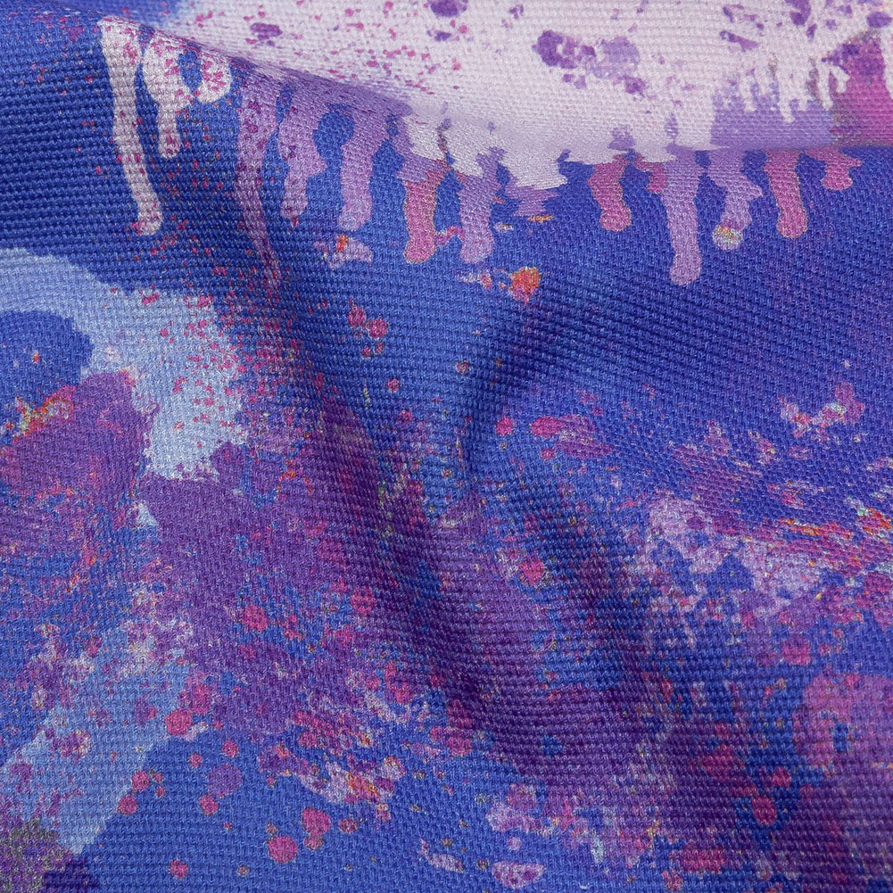Stretch Cotton Canvas Print - Purple and Blue Spray Paint Blobs - Mood Exclusive Painter's Paradise