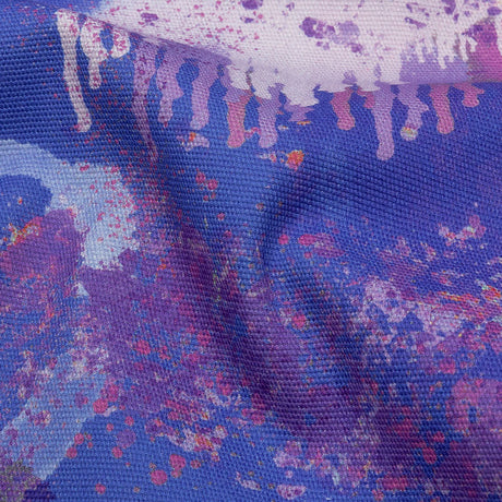 Stretch Cotton Canvas Print - Purple and Blue Spray Paint Blobs - Mood Exclusive Painter's Paradise