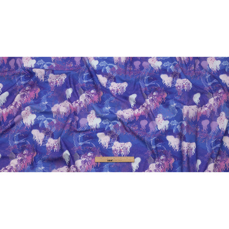 Stretch Cotton Canvas Print - Purple and Blue Spray Paint Blobs - Mood Exclusive Painter's Paradise