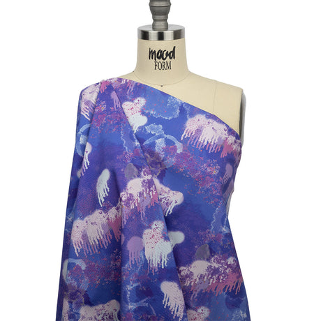 Stretch Cotton Canvas Print - Purple and Blue Spray Paint Blobs - Mood Exclusive Painter's Paradise