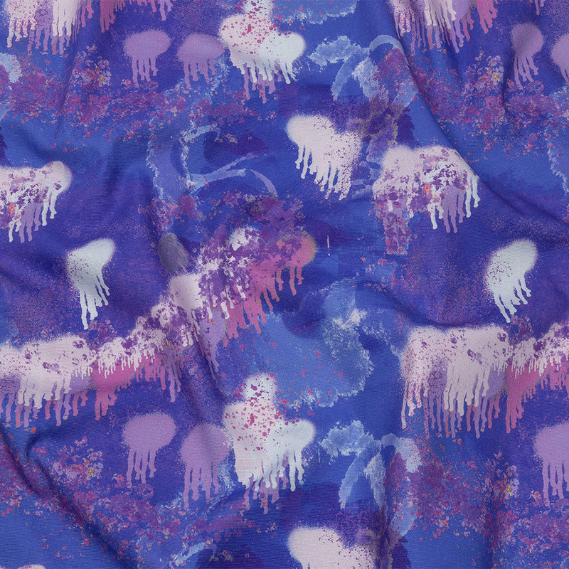 Stretch Cotton Canvas Print - Purple and Blue Spray Paint Blobs - Mood Exclusive Painter's Paradise