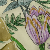 Stretch Cotton Twill Print - Cream. Green and Blue Mushrooms and Flowers - Mood Exclusive Mycelium Mystique