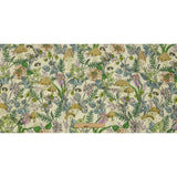 Stretch Cotton Twill Print - Cream. Green and Blue Mushrooms and Flowers - Mood Exclusive Mycelium Mystique