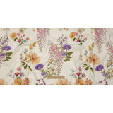 Stretch Cotton Canvas Print - White, Peach and Lavender Floral - Mood Exclusive English Gardens