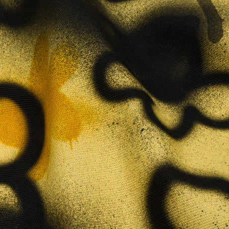 Stretch Cotton Canvas Print - Yellow and Black Spraypaint Floral - Mood Exclusive Street Sketch