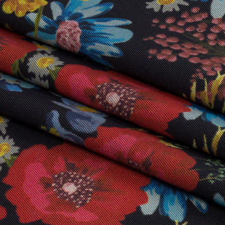 Polyester Twill Print - Red, Blue and Yellow Floral - Mood Exclusive Poppies Please