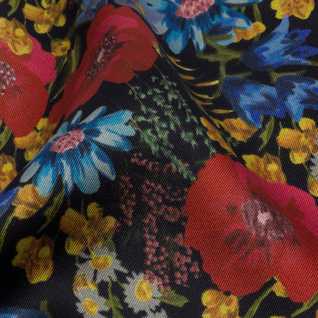 Polyester Twill Print - Red, Blue and Yellow Floral - Mood Exclusive Poppies Please