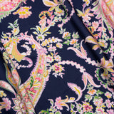 Polyester Twill Print - Black, Pink and Green Paisley - Mood Exclusive Tendrillar Twist