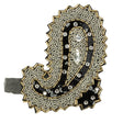 Vintage Black, Silver and Gold Right Paisley Beaded, Sequined and Rhinestone Applique - 5.25" x 3.75"