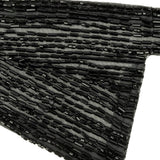 Vintage Black Geometric Glass Beaded Right Lapel Applique - 13" x 3.625"