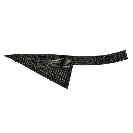 Vintage Black Geometric Glass Beaded Right Lapel Applique - 13" x 3.625"