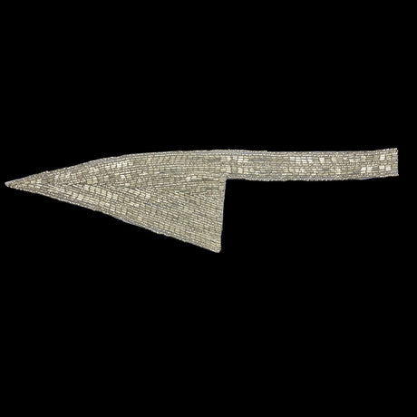 Vintage Silver Geometric Glass Beaded Right Lapel Applique - 13" x 3.625"