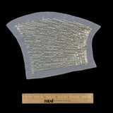 Vintage Silver Linear Right Glass Bugle Beaded Sheer Applique - 6.25" x 4.5"