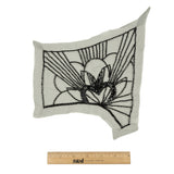 Vintage Black Floral Lines Right Glass Beaded Sheer Panel Applique - 7.5" x 6.75"