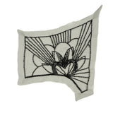 Vintage Black Floral Lines Right Glass Beaded Sheer Panel Applique - 7.5" x 6.75"