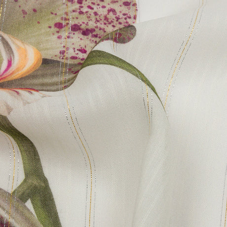 Mood Exclusive White Spotted Moth Orchid Metallic Pinstriped Viscose Dobby
