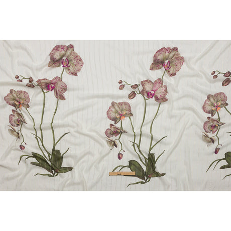 Mood Exclusive White Spotted Moth Orchid Metallic Pinstriped Viscose Dobby