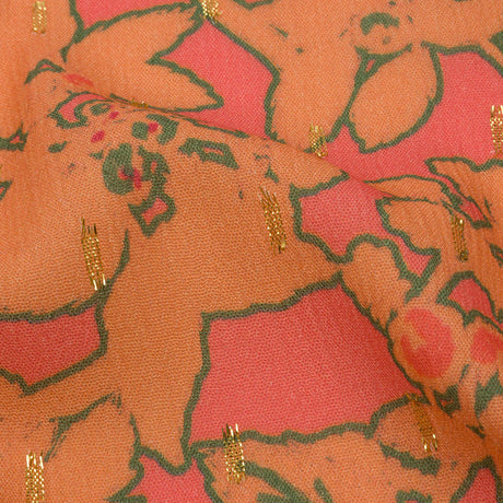 Mood Exclusive Coral Tree Line Trove Metallic Dotted Crinkled Viscose Crepe