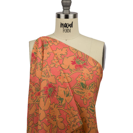 Mood Exclusive Coral Tree Line Trove Metallic Dotted Crinkled Viscose Crepe
