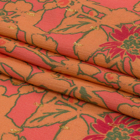Mood Exclusive Coral Tree Line Trove Metallic Dotted Crinkled Viscose Crepe