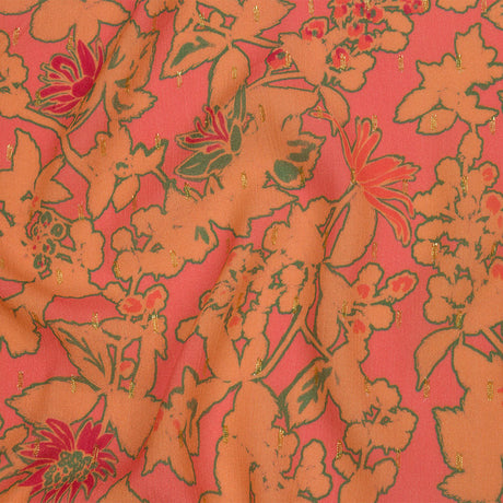 Mood Exclusive Coral Tree Line Trove Metallic Dotted Crinkled Viscose Crepe