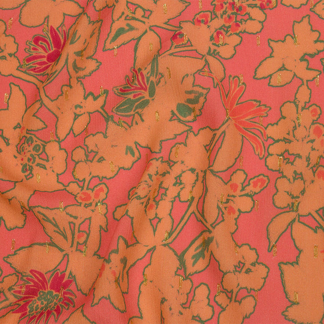 Mood Exclusive Coral Tree Line Trove Metallic Dotted Crinkled Viscose Crepe