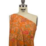 Crinkled Viscose Crepe Print with Metallic Dots - Orange Floral - Mood Exclusive Tree Line Trove