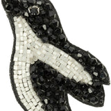 Black and Satin White Penguin Glass Beaded Applique - 3" x 1.88"