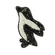 Black and Satin White Penguin Glass Beaded Applique - 3" x 1.88"