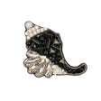 Black, White and Silver Conch Shell Rhinestone and Glass Beaded Applique - 3.13" x 2.25"