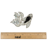 Black, White and Silver Fancy Fish Rhinestones, Sequins and Glass Beaded Applique - 2.625" x 3"