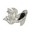 Black, White and Silver Fancy Fish Rhinestones, Sequins and Glass Beaded Applique - 2.625" x 3"