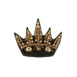 Black and Gold Crown Rhinestone and Glass Beaded Applique - 2.125" x 2.5"