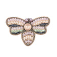 Pink, Green and Gunmetal Fly Rhinestone and Glass Beaded Applique - 1.875" x 3"