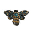 Black, Teal and Gold Fly Embroidered and Glass Beaded Applique - 1.875" x 3"
