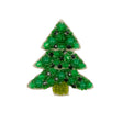 Green and Silver Christmas Tree Rhinestones and Glass Beaded Applique - 2.5" x 2.125"