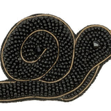 Black and Gold Snail Glass Beaded Applique - 1.75" x 2.5"