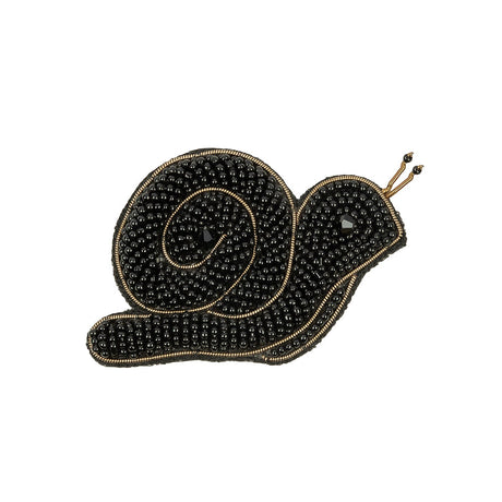 Black and Gold Snail Glass Beaded Applique - 1.75" x 2.5"