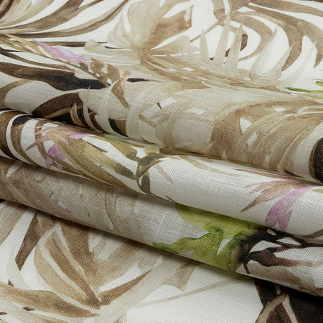 Brown Palm Fronds Medium Weight Linen Woven