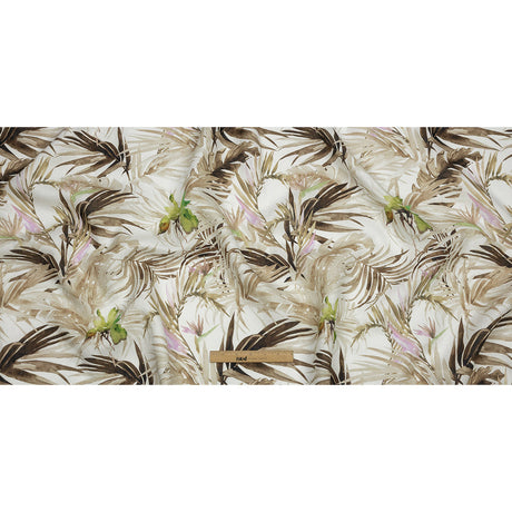 Brown Palm Fronds Medium Weight Linen Woven